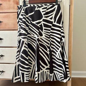 Ellen Tracy 100% Silk Skirt Swing A Printed Animal Safari Striped